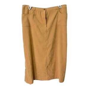 Vintage Cheryl Tiegs 2X Faux Suede Yellow Skirt Pockets Soft Y2K Academia